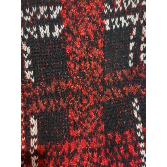 Chaps XL Red Black Plaid Cotton Blend Zip Front Cardigan Sweater Jacket R Lauren - Picture 5 of 5